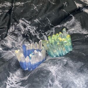 Handmade dungeons and dragons Crystal Point Resin tea light holders x2